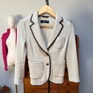 Rag & Bone Bromley Blazer Beige Wool and Brown Lambskin Leather Size XS